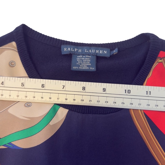 Ralph Lauren Equestrian Silk Front/ Viscose Knitted Blue ShirtDress Size Small - Picture 4 of 11